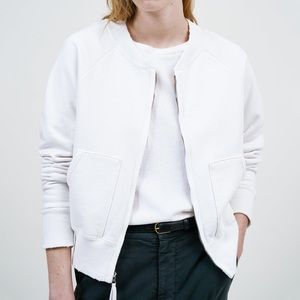 Nili Lotan Petra zip up crew neck sweatshirt with pockets In Chalk